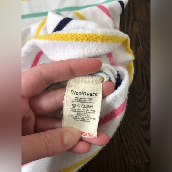 WoolOvers Women’s S Organic Cotton White Striped 1/4 Zip Pullover w/Pockets -EUC - Picture 8 of 11